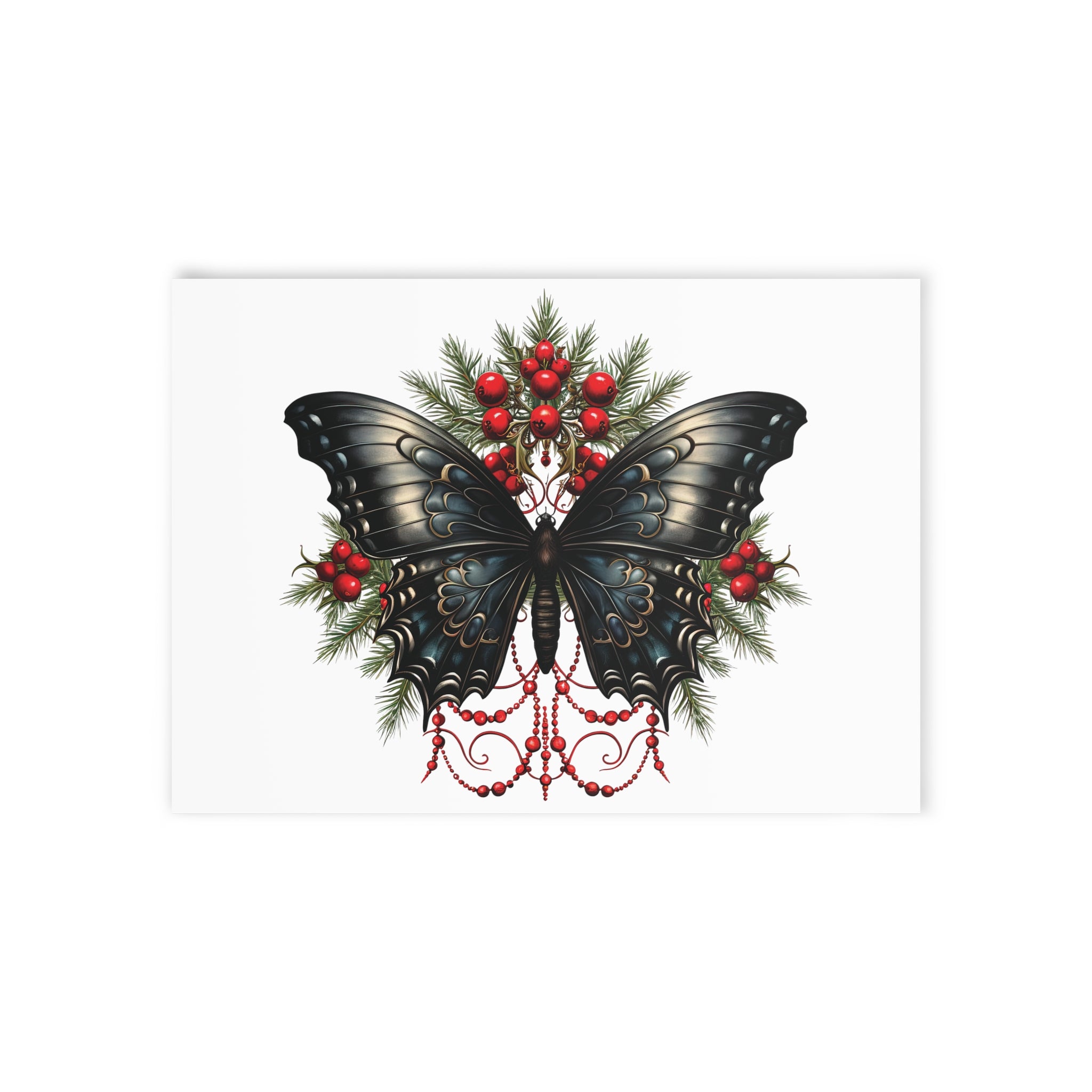 Butterfly, Vintage Gothic ~ Christmas - One-Sided Greeting Card/Art Print with Envelope, 300gsm FSC-Certified