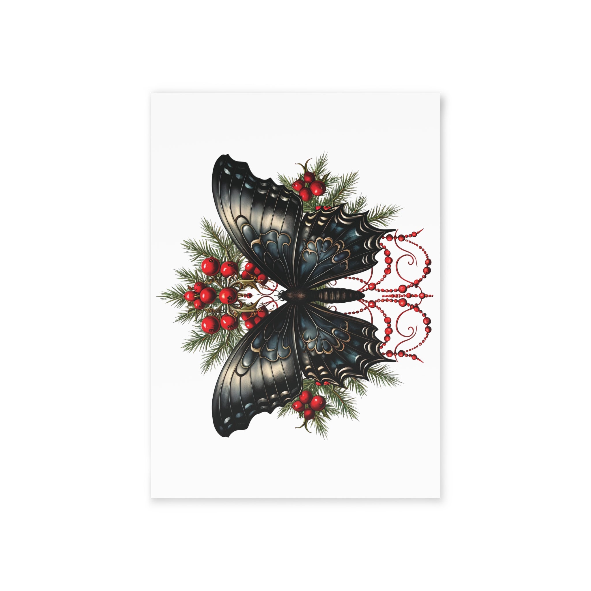 Butterfly, Vintage Gothic ~ Christmas - One-Sided Greeting Card/Art Print with Envelope, 300gsm FSC-Certified