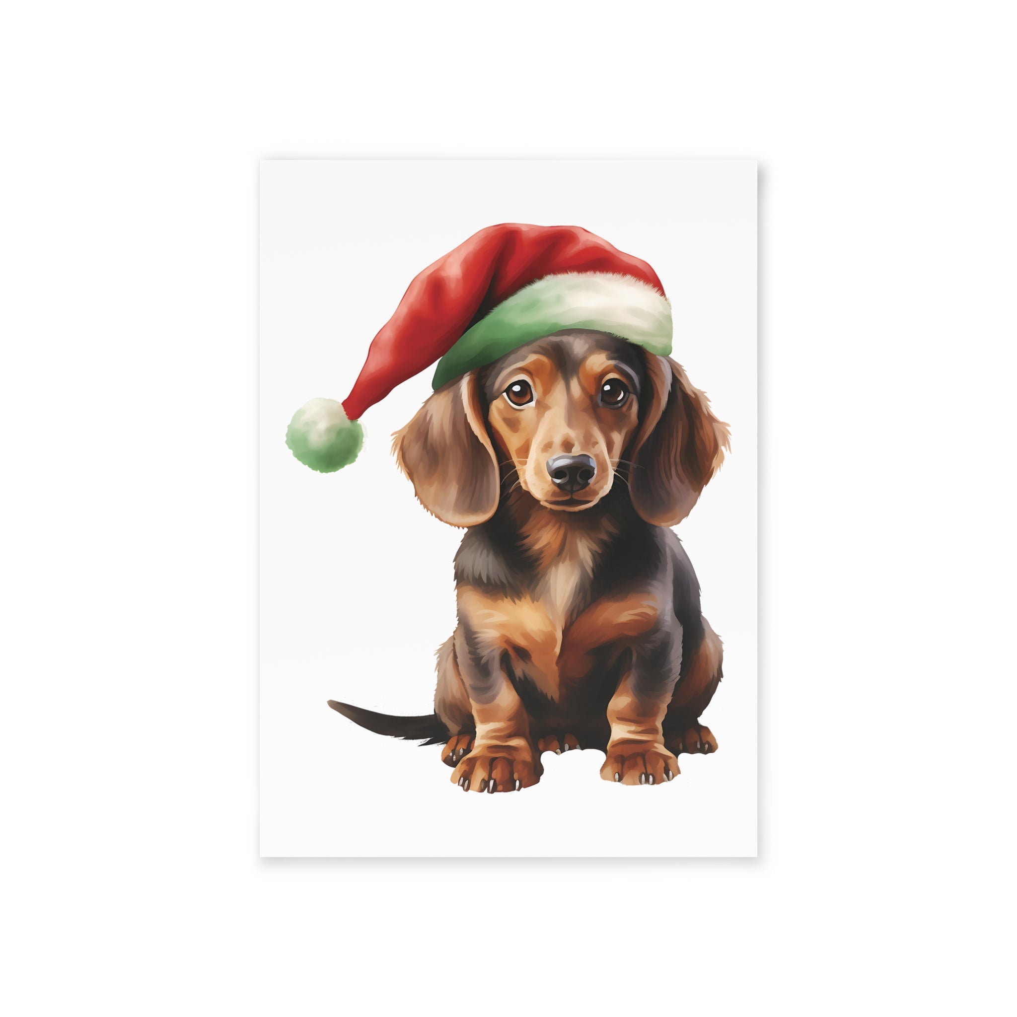 Dachshund, Christmas Dog - One-Sided Greeting Card/Art Print with Envelope, 300gsm FSC-Certified