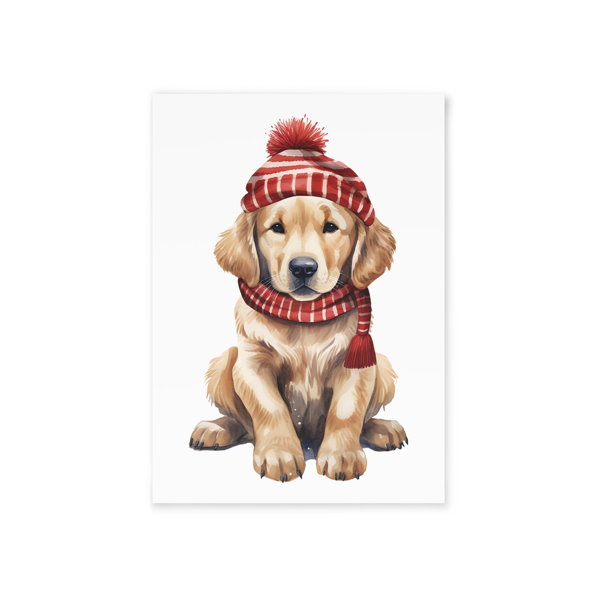 Golden Retriever, Christmas Dog - One-Sided Greeting Card/Art Print with Envelope, 300gsm FSC-Certified