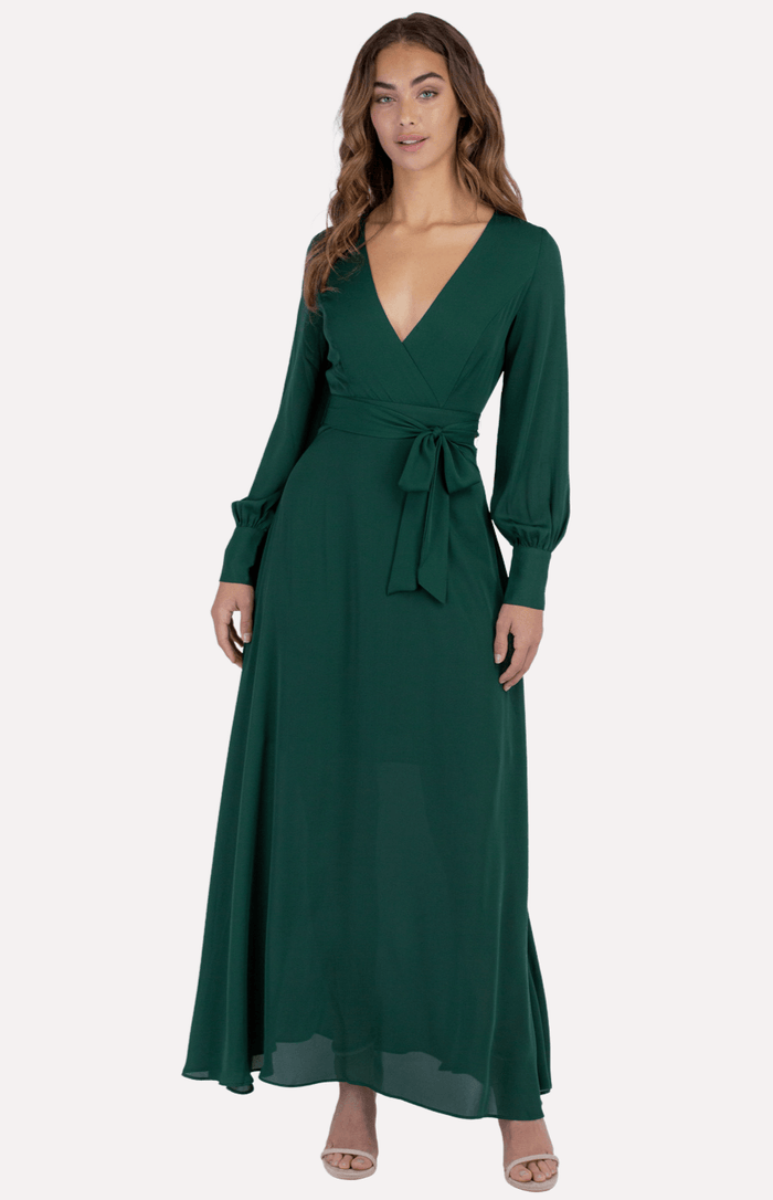 Ember Long Sleeve Maxi Dress in Emerald Green